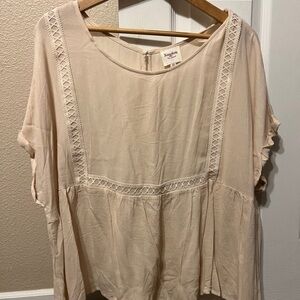Hayden Beige Blouse with Lace Accents